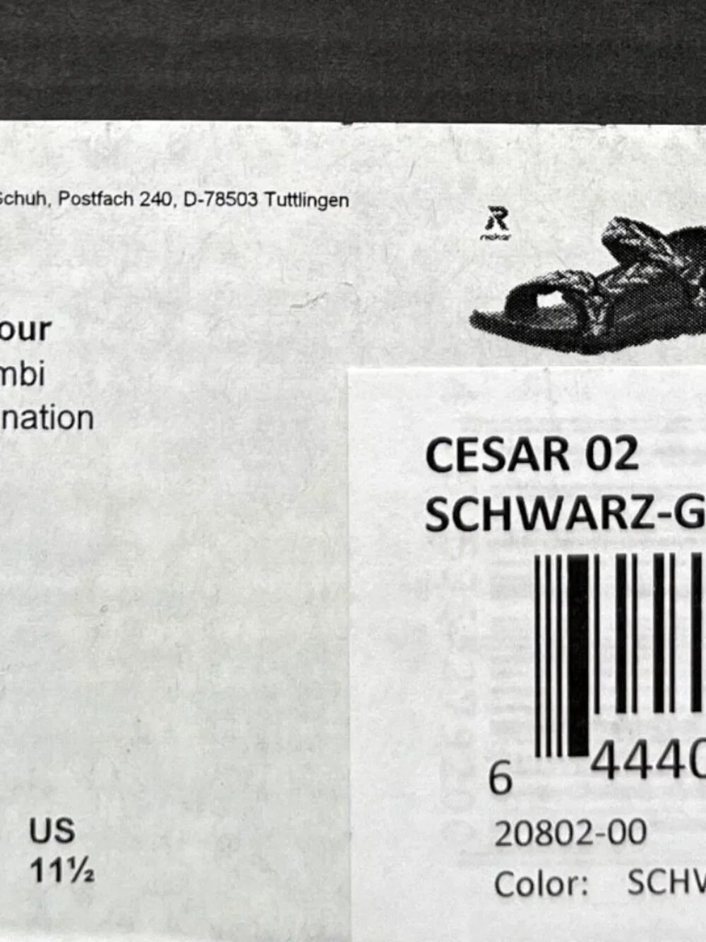 Rieker Men's Cesar 02 Sport Adjustable Walking Sandal Size 11.5/EU 45 Black/Grey